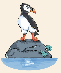 Puffin rock (Sticker print)